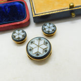 Victorian 9ct Yellow Gold & Carved Sardonyx Collar Stud Button Collection c1860
