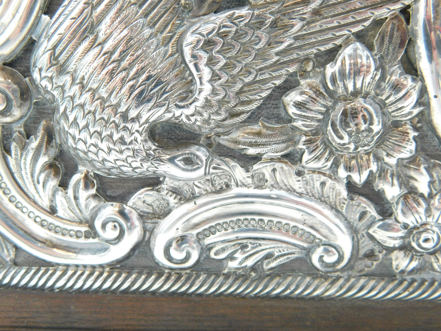 Edwardian Large Sterling Silver Mounted Desk Tidy Stand Antique 1902 Birmingham