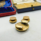 Victorian 9ct Yellow Gold & Carved Sardonyx Collar Stud Button Collection c1860