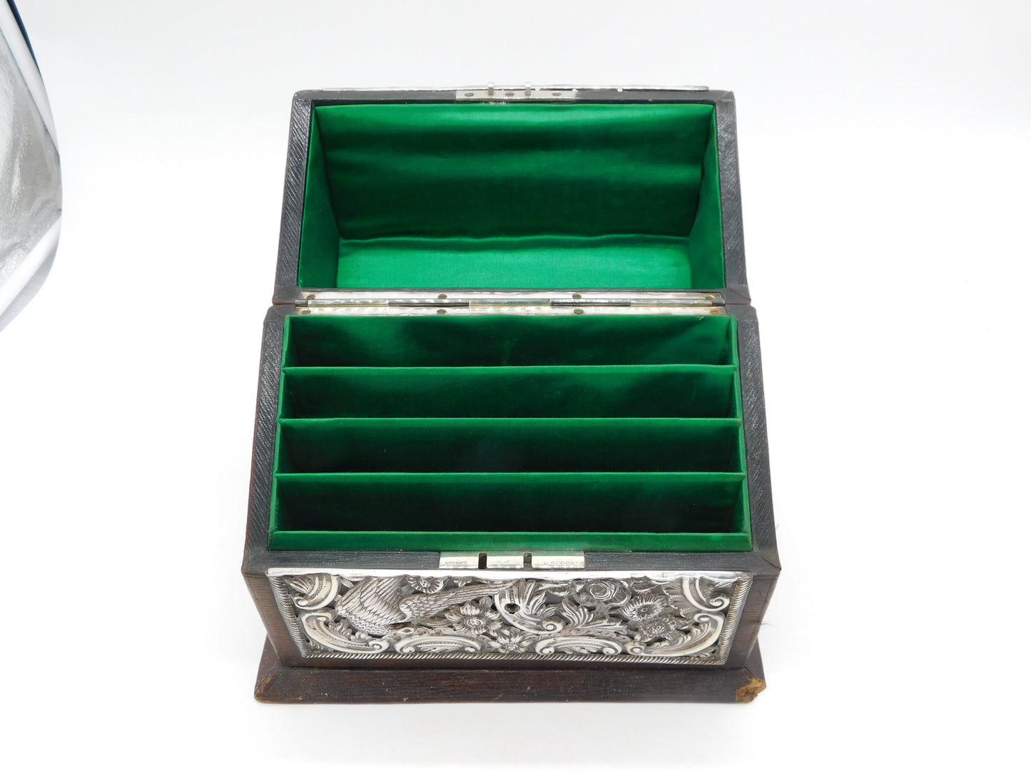 Edwardian Large Sterling Silver Mounted Desk Tidy Stand Antique 1902 Birmingham