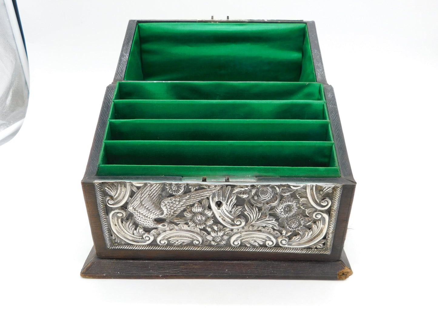 Edwardian Large Sterling Silver Mounted Desk Tidy Stand Antique 1902 Birmingham