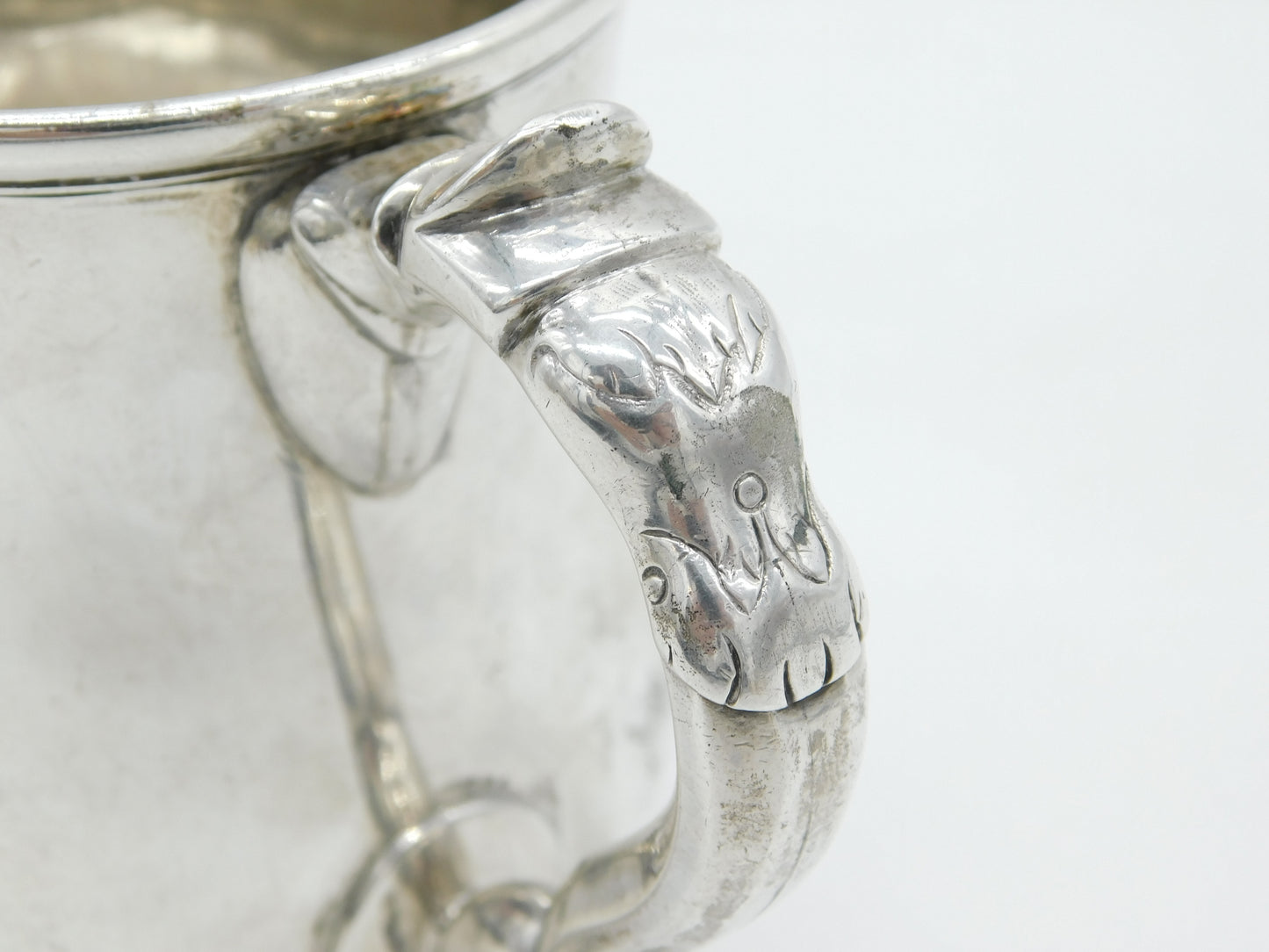 Newcastle George II Sterling Silver Baluster Half-Pint Tankard Antique 1743