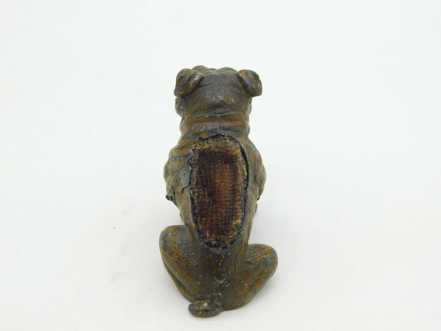 19th Century Cold Painted Spelter Novelty Bulldog Pin Cushion Antique c1860