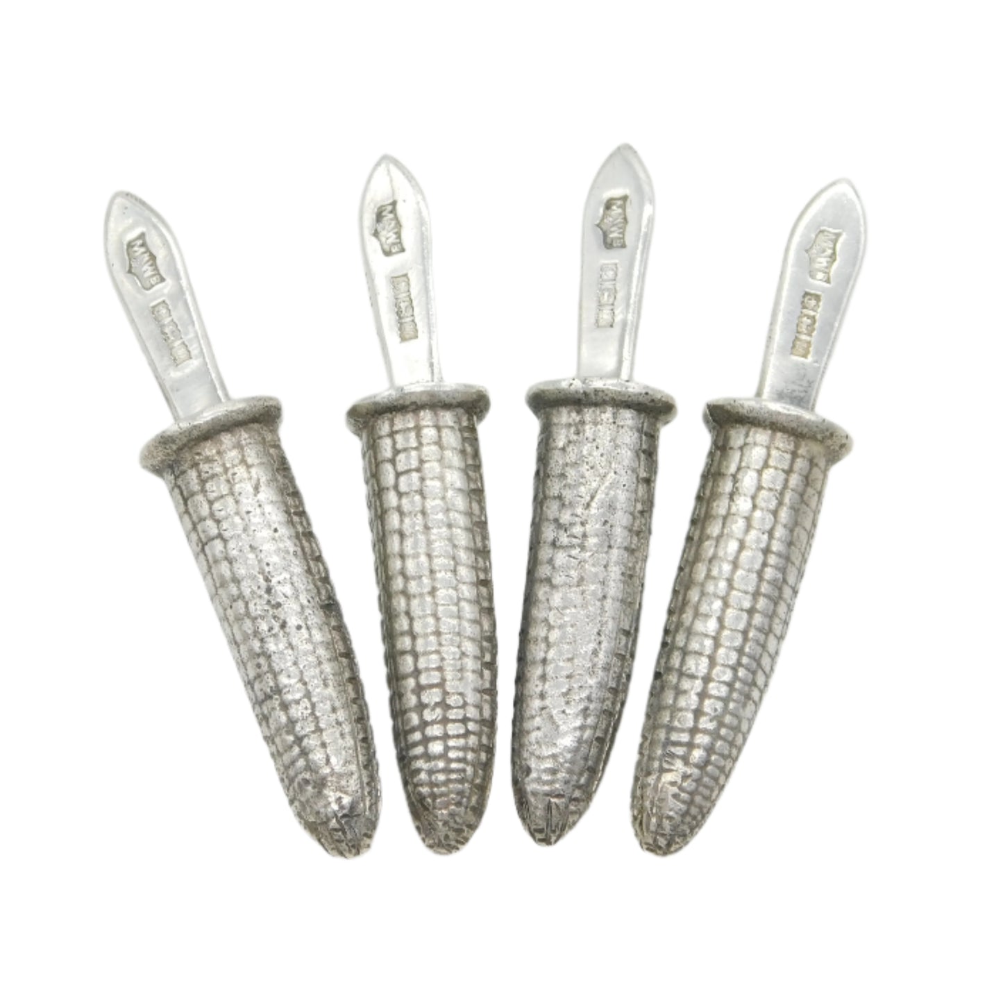 Set of Four Cast Sterling Silver Sweetcorn Holders Vintage 1969 Birmingham