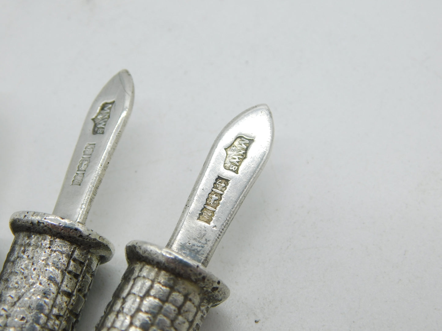 Set of Four Cast Sterling Silver Sweetcorn Holders Vintage 1969 Birmingham