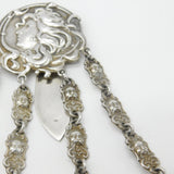 Victorian Art Nouveau Silver Plated Fairy & Mythic Beast Sewing Chatelaine c1880