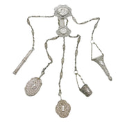Victorian Art Nouveau Silver Plated Multi-Tool Sewing Chatelaine Antique c1890