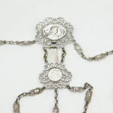 Victorian Art Nouveau Silver Plated Multi-Tool Sewing Chatelaine Antique c1890