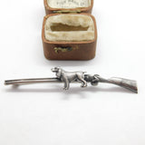 Sterling Silver Shotting Interest Spaniel with Gun Brooch Antique c1920 Deco