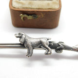 Sterling Silver Shotting Interest Spaniel with Gun Brooch Antique c1920 Deco