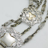 Victorian Art Nouveau Silver Plated Multi-Tool Sewing Chatelaine Antique c1890