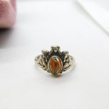 Sterling Silver 'See, Hear, Speak No Evil' Monkey Cabochon Moss Agate Band Ring c1920