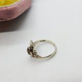 Sterling Silver 'See, Hear, Speak No Evil' Monkey Cabochon Moss Agate Band Ring c1920