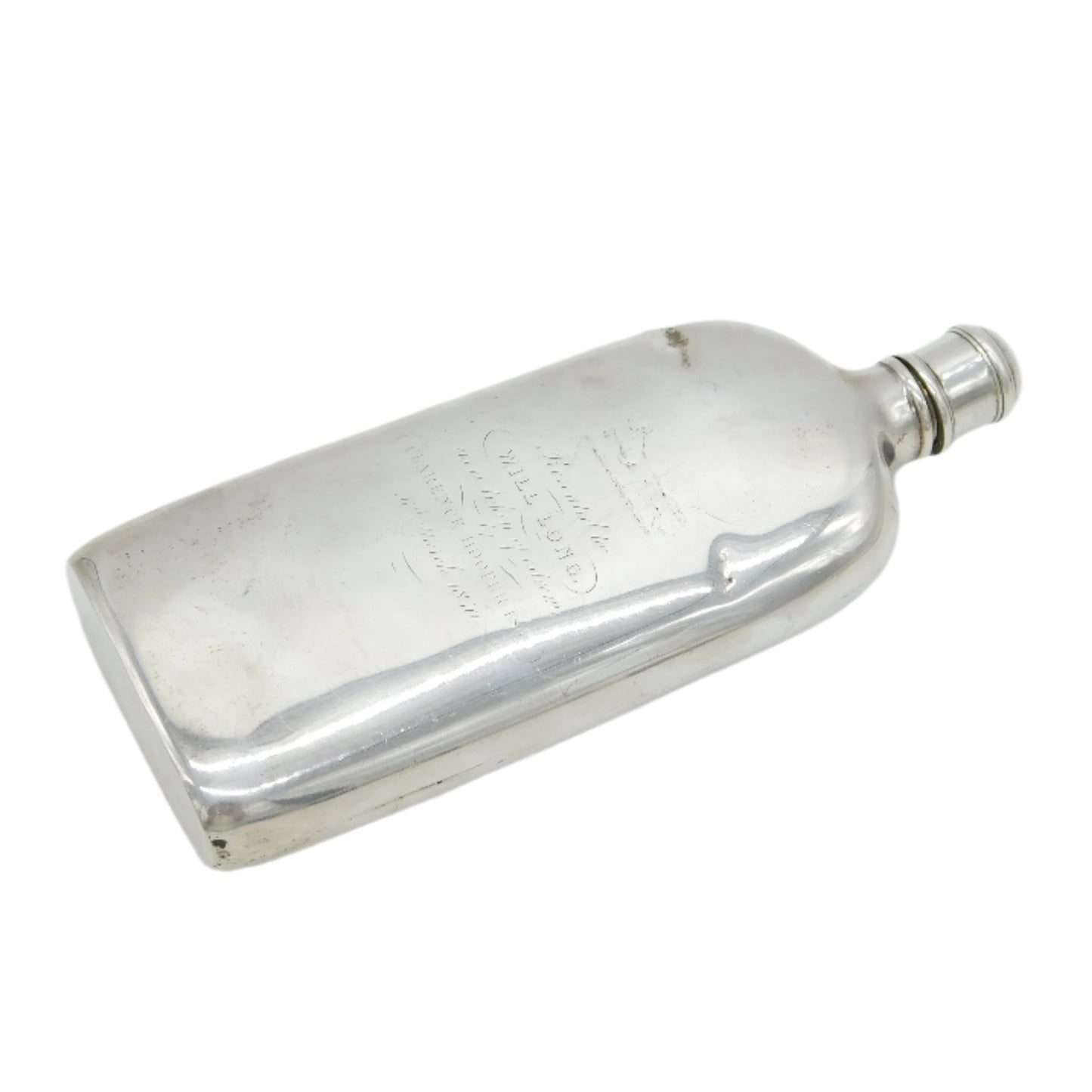 Sterling Silver Beaufort Hunt Hip Flask Belonging to Mr Will Long Antique c1850