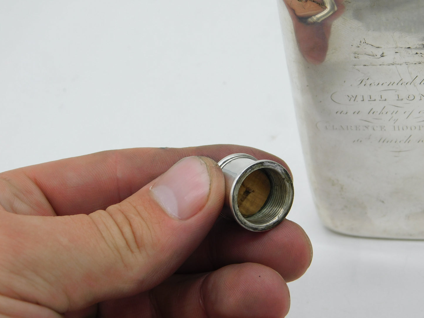 Sterling Silver Beaufort Hunt Hip Flask Belonging to Mr Will Long Antique c1850
