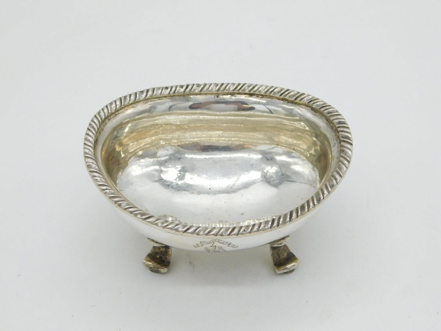 18th Century Austrian Sterling Silver 'Carpe Diem' Salt Cellar Antique c1780