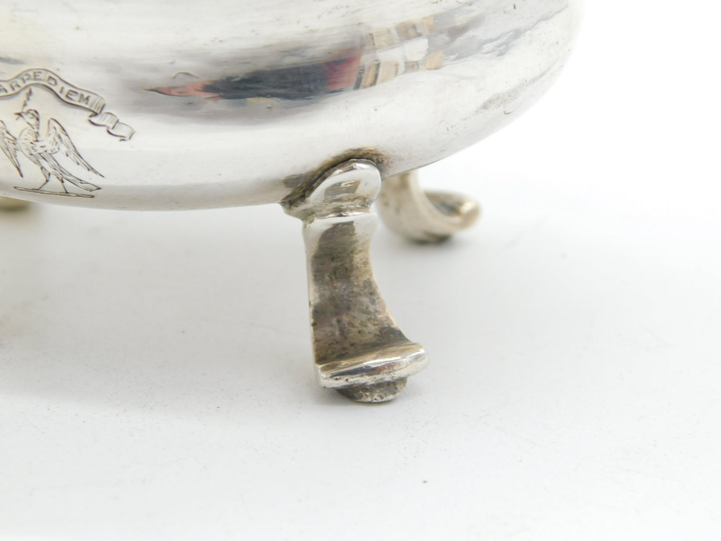 18th Century Austrian Sterling Silver 'Carpe Diem' Salt Cellar Antique c1780