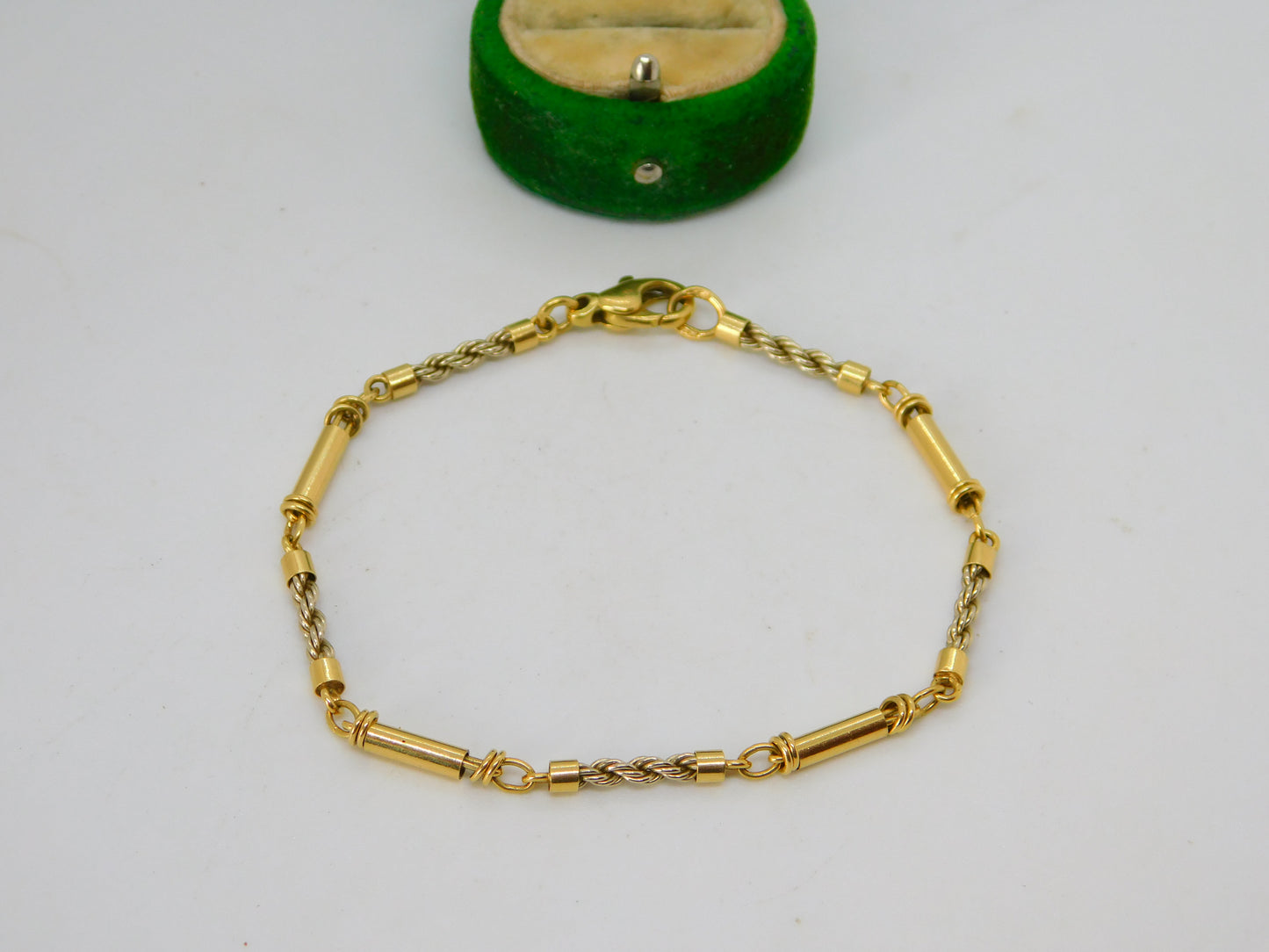 18ct Yellow Gold Rope Twist Panel Bracelet Vintage c1970 19cm Length