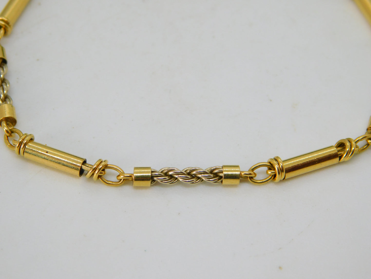 18ct Yellow Gold Rope Twist Panel Bracelet Vintage c1970 19cm Length