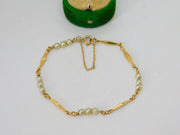 18ct Yellow Gold & Pearl Set Panel Bracelet Antique c1930 Art Deco 18cm Length