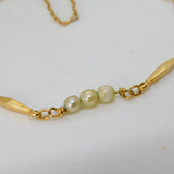 18ct Yellow Gold & Pearl Set Panel Bracelet Antique c1930 Art Deco 18cm Length