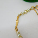 18ct Yellow Gold & Pearl Set Panel Bracelet Antique c1930 Art Deco 18cm Length