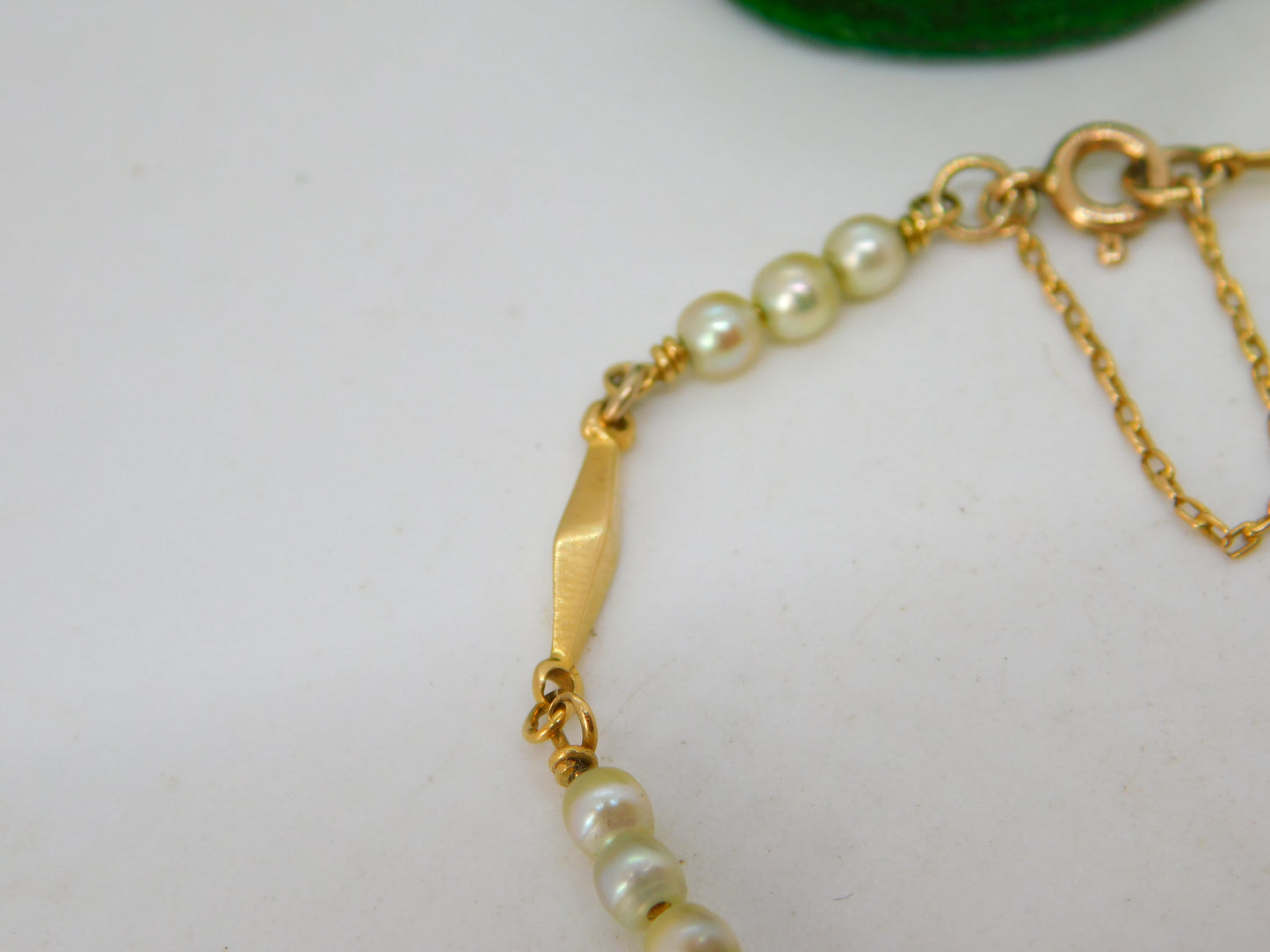 18ct Yellow Gold & Pearl Set Panel Bracelet Antique c1930 Art Deco 18cm Length