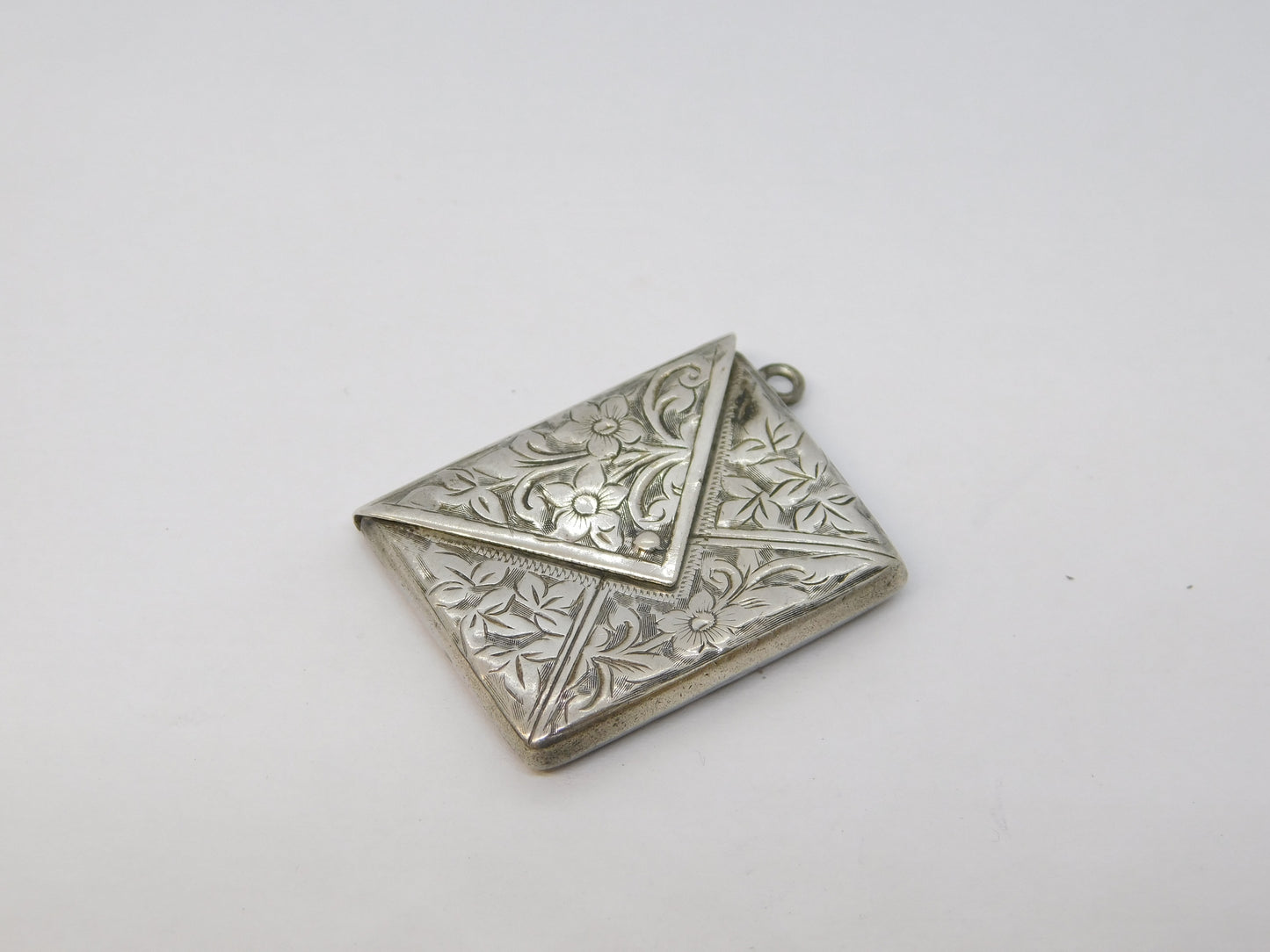 Edwardian Sterling Silver Floral Envelope Form Stamp Case Antique 1903 Birmingham