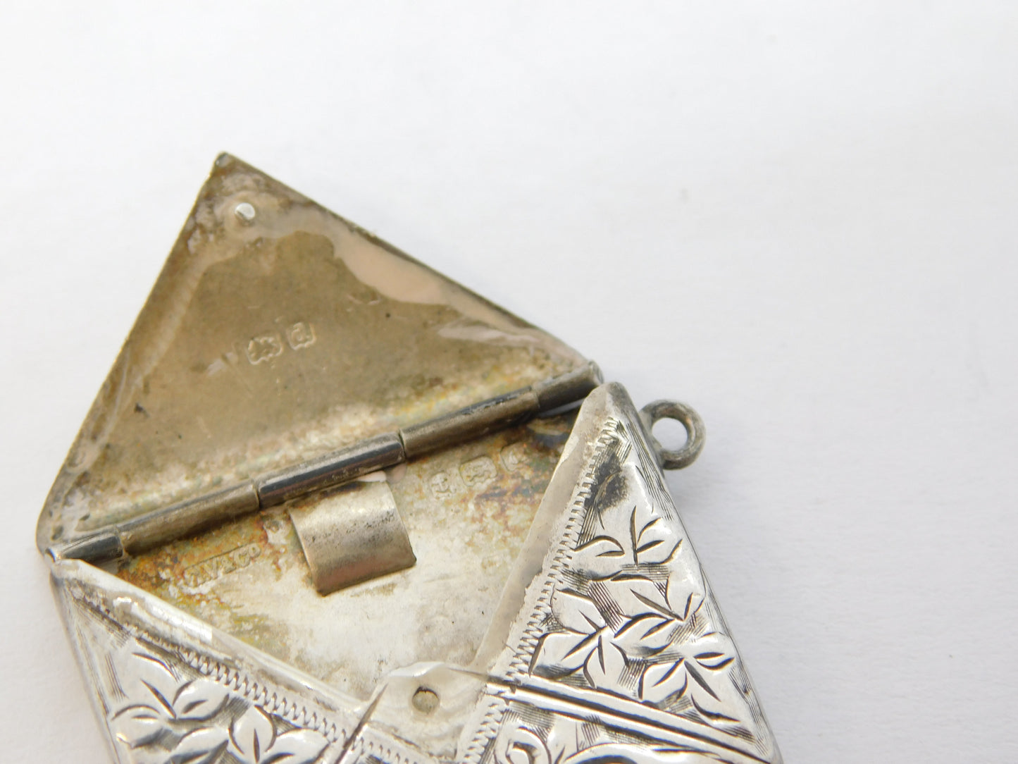 Edwardian Sterling Silver Floral Envelope Form Stamp Case Antique 1903 Birmingham