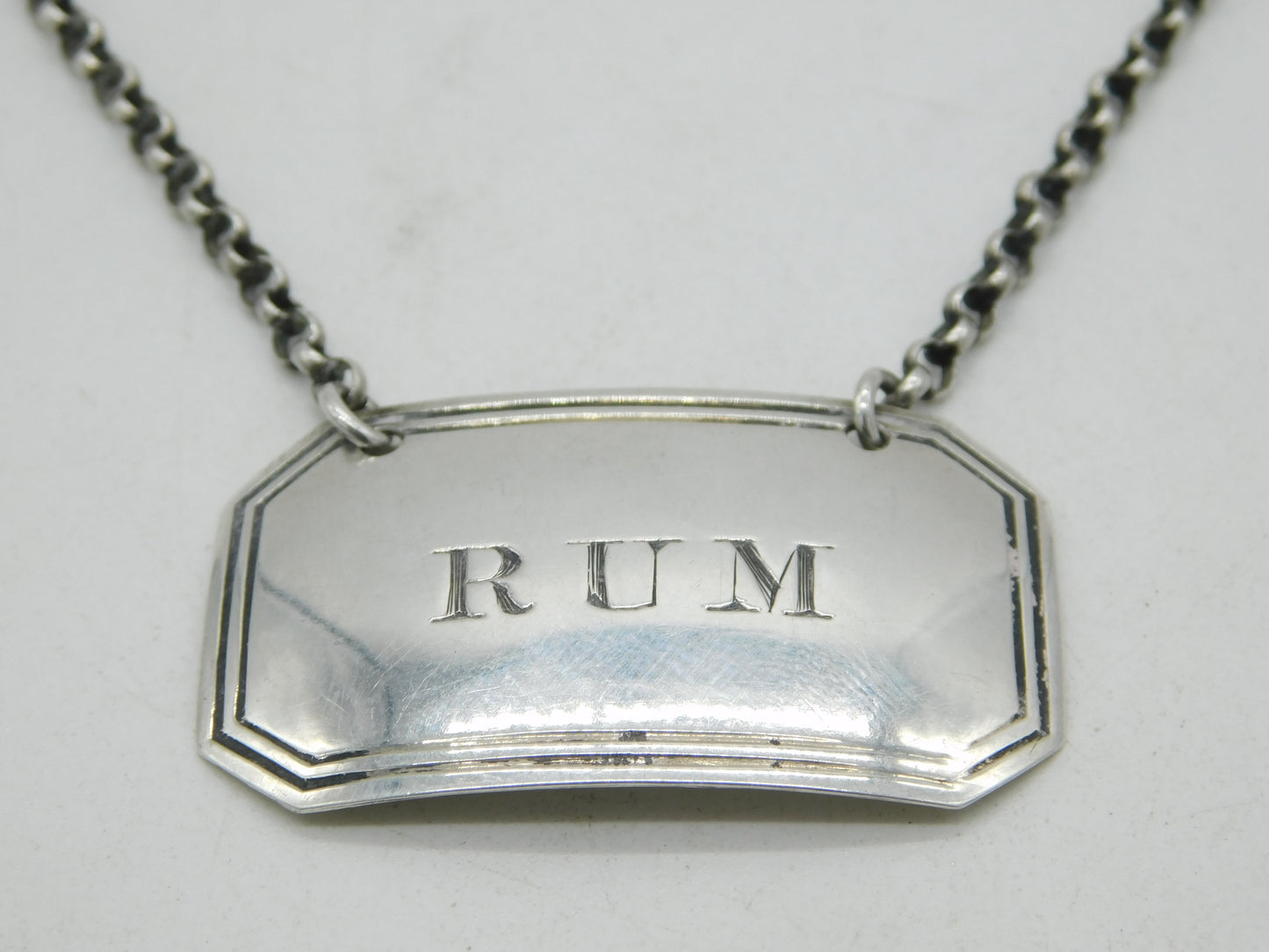 George IV Sterling Silver Rum Decanter Label Antique 1830 Birmingham J. Willmore