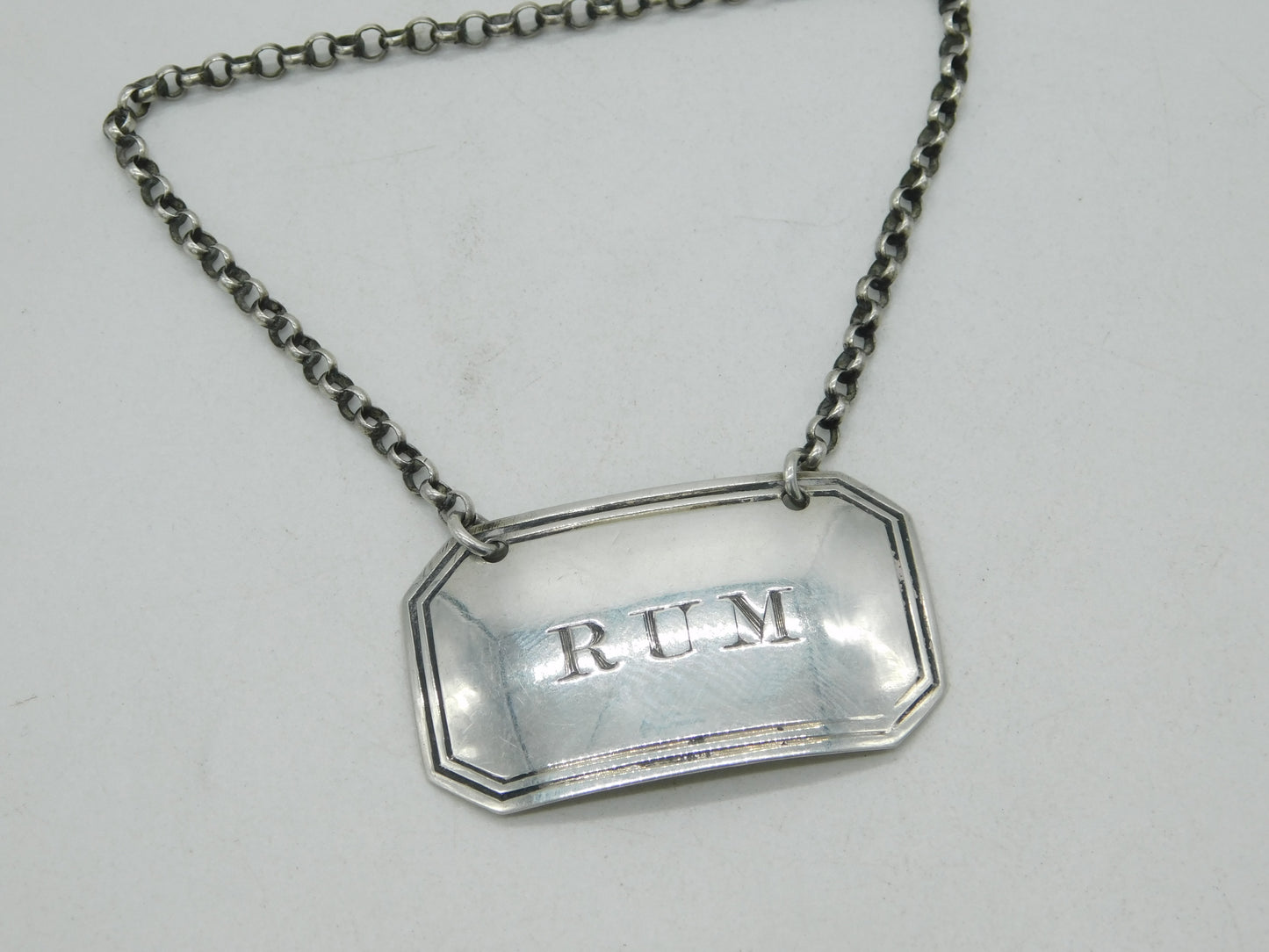 George IV Sterling Silver Rum Decanter Label Antique 1830 Birmingham J. Willmore