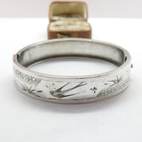 Victorian Aesthetic Movement Sterling Silver Swallow Bangle Bracelet c1880
