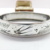 Victorian Aesthetic Movement Sterling Silver Swallow Bangle Bracelet c1880