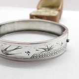 Victorian Aesthetic Movement Sterling Silver Swallow Bangle Bracelet c1880