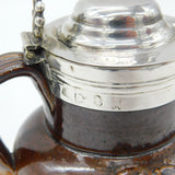 Georgian Sterling Silver Doulton Stoneware Mustard Pot Antique 1824 Sheffield