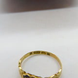 Victorian 9ct Gold, Black Enamel & Woven Hair Mourning Ring 1865 Birmingham