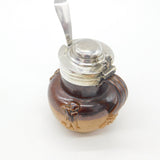 Georgian Sterling Silver Doulton Stoneware Mustard Pot Antique 1824 Sheffield