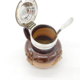 Georgian Sterling Silver Doulton Stoneware Mustard Pot Antique 1824 Sheffield