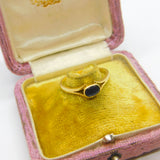 18ct Yellow Gold & Blue Sapphire Set Band Ring 1995 Birmingham Vintage