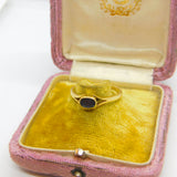 18ct Yellow Gold & Blue Sapphire Set Band Ring 1995 Birmingham Vintage