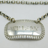 George IV Sterling Silver Lined Pattern Whisky Decanter Label Antique 1823 London
