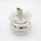 Victorian Sterling Silver & Cut Glass Trinket Pot with Porcelain Dolly Lid 1901
