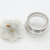 Victorian Sterling Silver & Cut Glass Trinket Pot with Porcelain Dolly Lid 1901
