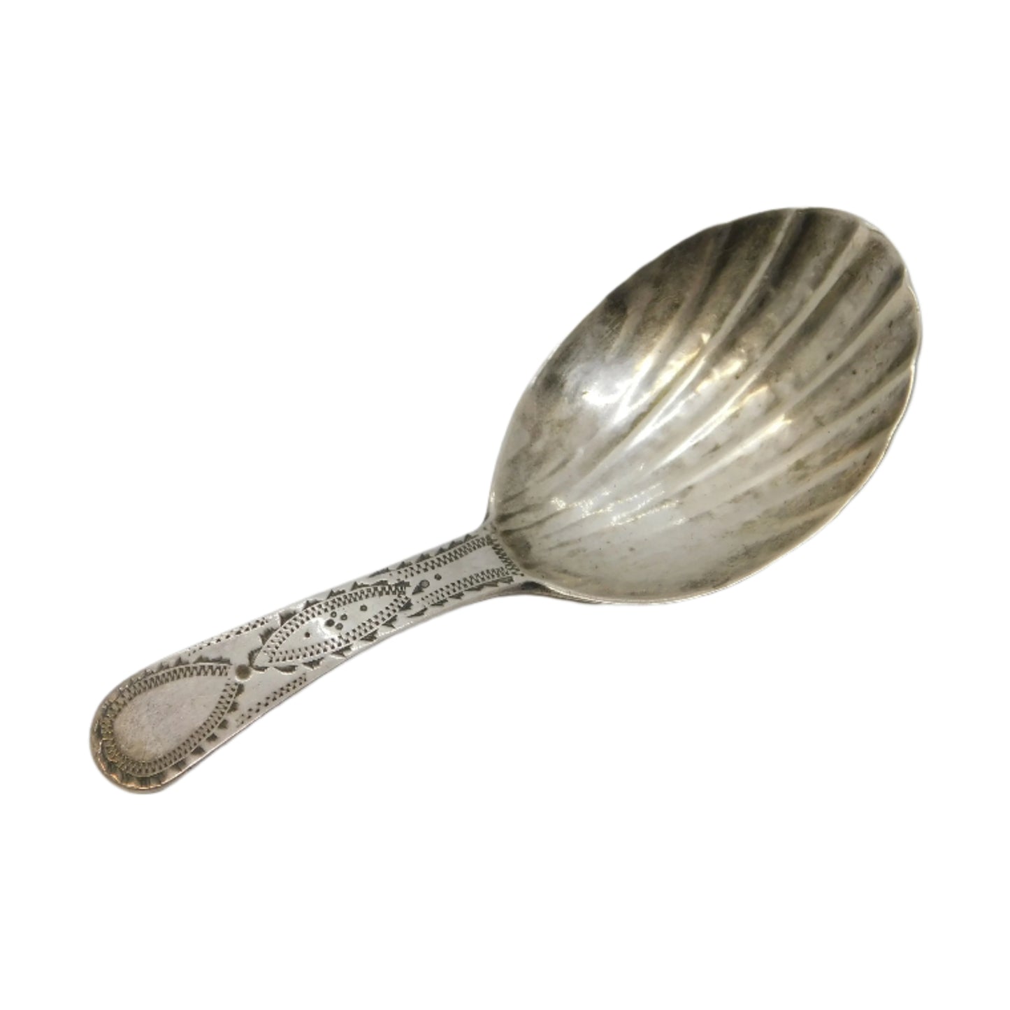 George III Sterling Silver Shell Bowl Tea Caddy Spoon Antique 1811 London