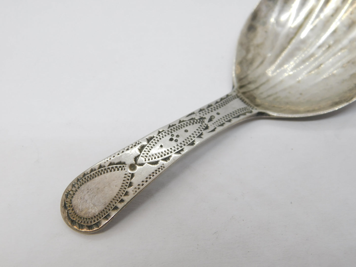 George III Sterling Silver Shell Bowl Tea Caddy Spoon Antique 1811 London