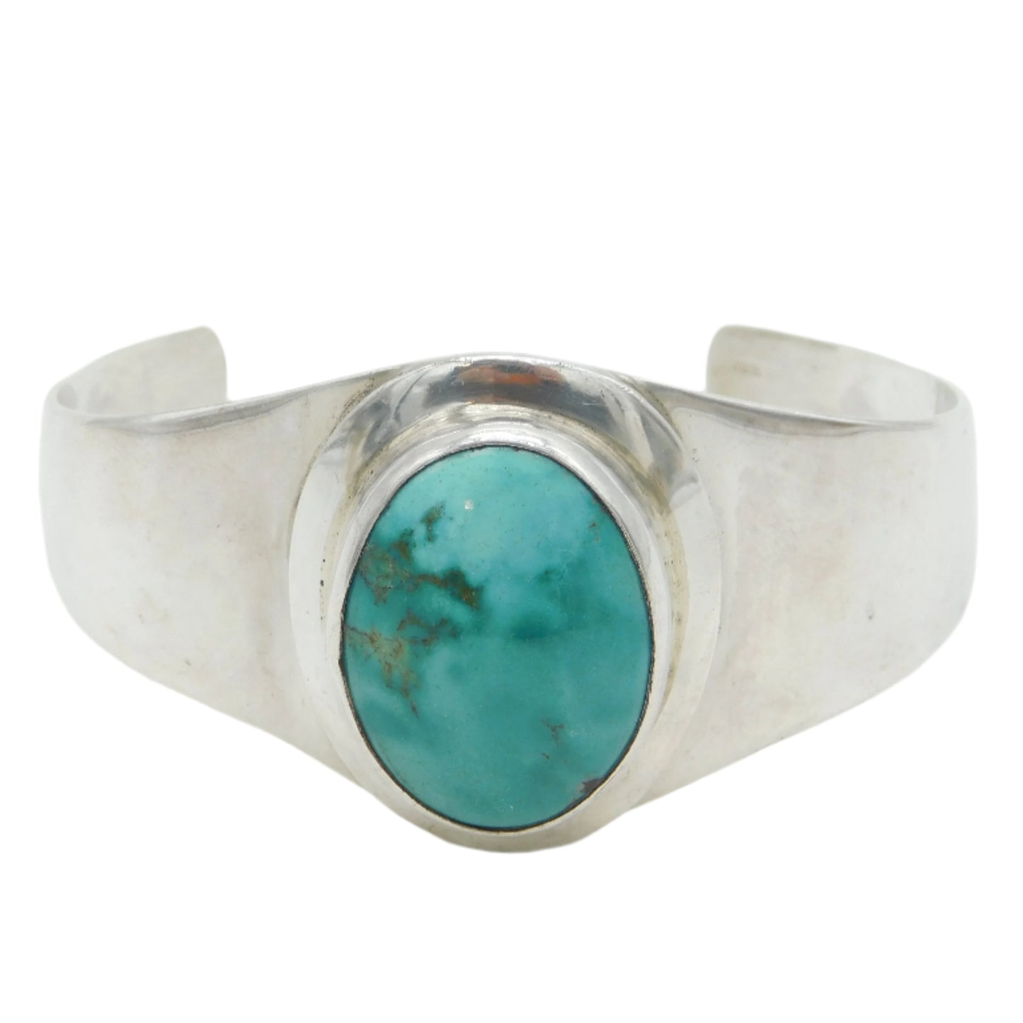 Mexican Studio Sterling Silver Turquoise Set Bangle Bracelet Vintage c1970