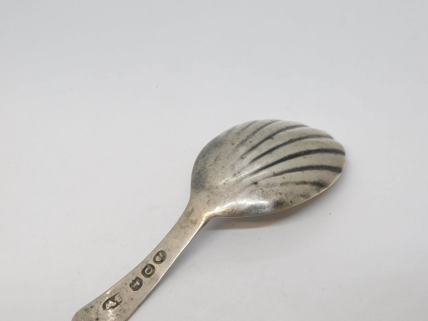 George III Sterling Silver Shell Bowl Tea Caddy Spoon Antique 1811 London