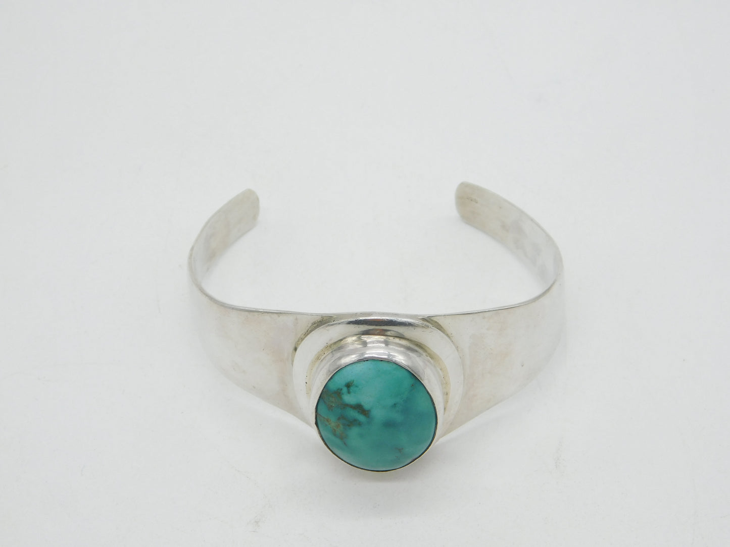 Mexican Studio Sterling Silver Turquoise Set Bangle Bracelet Vintage c1970