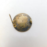 George IV Sterling Silver Enamel Half Crown Coin Brooch Antique 1823