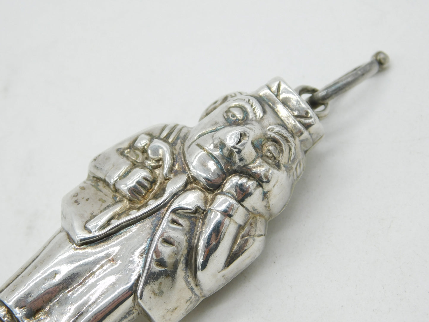 Scottish Sterling Silver Novelty Carpenter Baby Rattle Bell Antique 1929 Glasgow